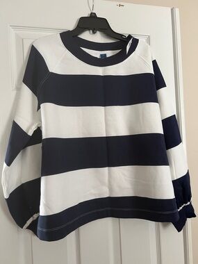 Old Navy - Navy and White Bold Stripe Sweatshirt